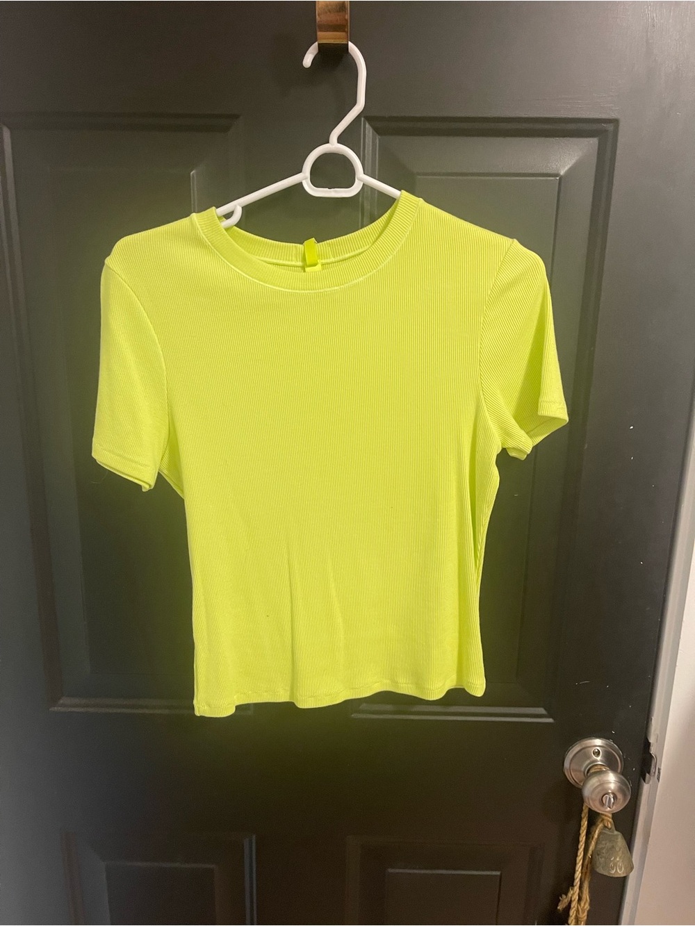 SKIMS Neon Lime Ribbed Short Sleeve Tee NWT